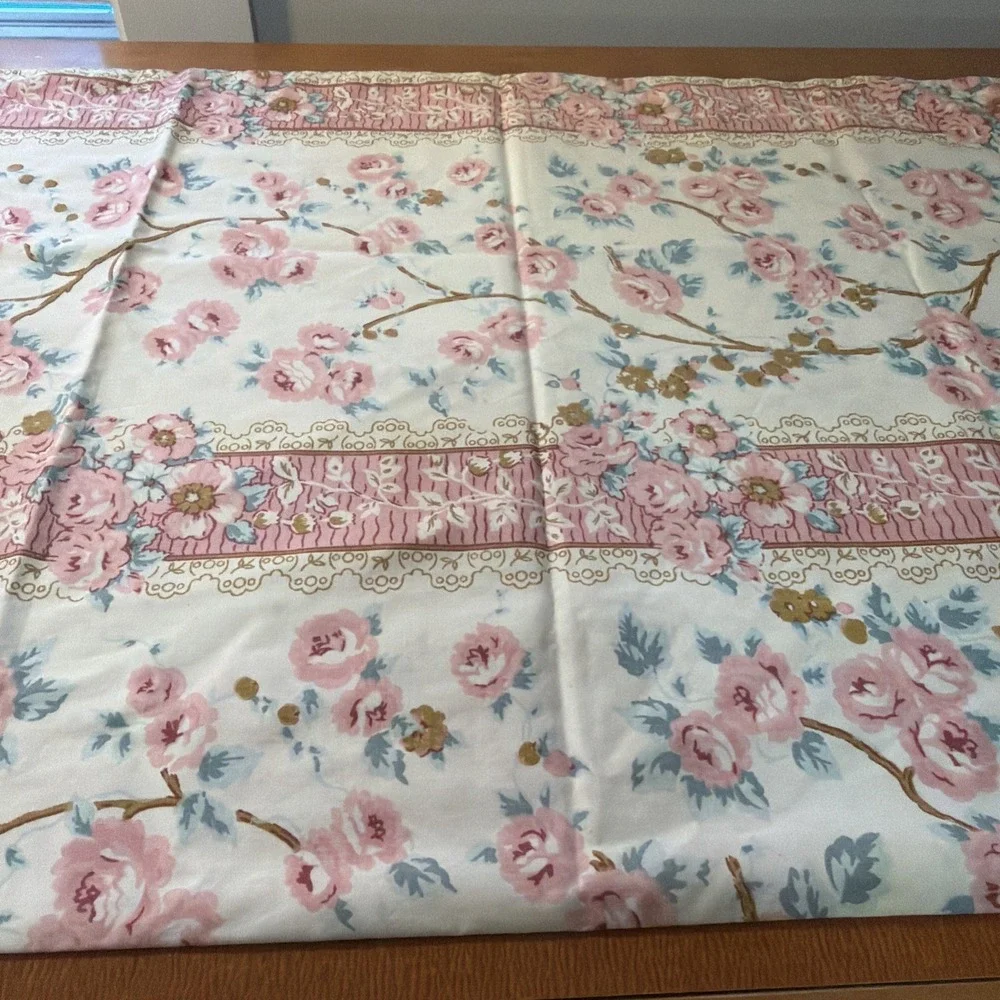 Vtg Cannon Monticello Pink Blue Floral Standard Pillow Case 50% Cotton